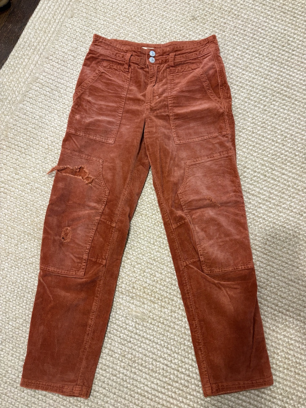 Pilcro Rust Brown Corduroy Straight Pants